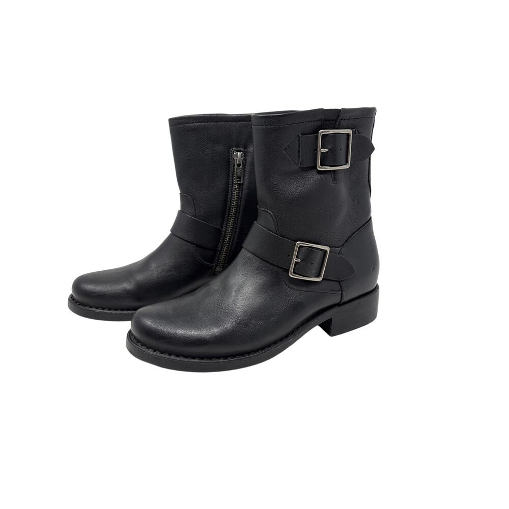 Frye Vicky Engineer Black Buckle Motorcycle Boot  Leather Size 7